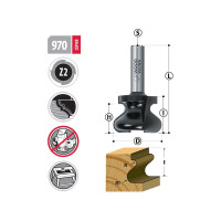 Фреза для скрытых ручек 44.5х27х65 мм, хв-к 12 мм, R=6.1/3.3 мм WOODWORK 970.6144.12