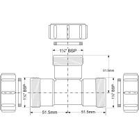 Компрессионный тройник McAlpine Ду=32мм х Ду=32мм х Ду=32мм-белый 32E-WH