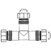 Компрессионный тройник McAlpine Ду=50мм х Ду=50мм х Ду=50мм., белый 50E-WH