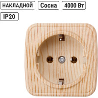 Розетка TDM ELECTRIC 2П+З открытой установки IP20 16А, сосна "Дача" Народная SQ1824-0038