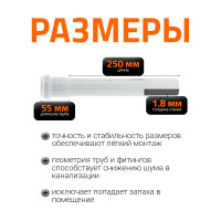 Канализационная труба Ostendorf белая, 40x250 мм 559070