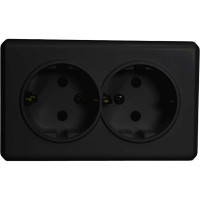 Розетка Metronex Electric Mega Black двойная с заземлением FRZ00010222CMT