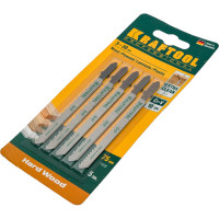 Пилки для электролобзика, Cr-V, по дереву, ДСП, ДВП, чистый рез, EU-хвостовик, шаг 2,5 мм, 75 мм, 5 шт. Kraftool 159511-2.5-S5