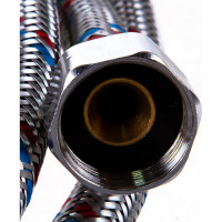 Подводка для воды СТМ сталь, 1/2", гайка-гайка, 180 cм CWFHF180