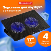 Подставка для ноутбука BRAUBERG с охлаждением, 2 порта Usb-a, Led подсветка, 37x26x5 см 513617