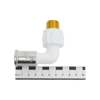 Угольник HENCO 90 градусов, НР, ПВДФ пресс, белый, 20x1/2" 5PKW-2004