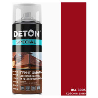 Грунт-эмаль для профнастила и металлочерепицы Deton SPECIAL красное вино, RAL 3005, аэрозоль 520 мл DTN-A07290
