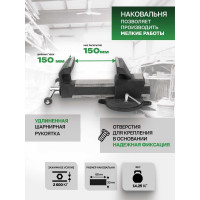 Стальные поворотные тиски Rockforce с наковальней, захват 6" 150 мм RF-6540306(47879)