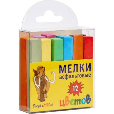 ООО Комус Мел для асфальта цветной 12 штук 12 цветов, 1735687