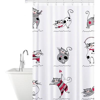 Штора для ванной Tatkraft FUNNY CATS TEXTILE 14664