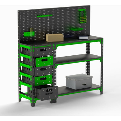 ООО Металекс Стол-верстак Metalex c одной тумбой + перфопанель 950x1000x500 мм SVTIP951050