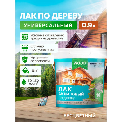 Farbitex Лак акриловый универсальный по дереву (0.9 л) 4300004851