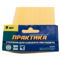 Клей желтый, прозрачный (8 шт; 11х200 мм) для клеевого пистолета ПРАКТИКА 641-640