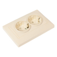 Двойная розетка с защитной шторкой, слоновая кость 2П+З 16А 250В TDM ELECTRIC Лама SQ1815-0113