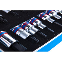 Набор торцевых насадок HEX и SPLINE (ложемент, 19 предметов) KING TONY 9-4129PRV