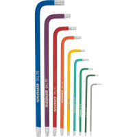 Набор экстрадлинных имбусовых ключей с магнитом GROSS TORX-TT T10-T50, S2, хром/краска, 9 шт. 16402