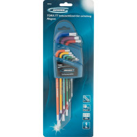 Набор экстрадлинных имбусовых ключей с магнитом GROSS TORX-TT T10-T50, S2, хром/краска, 9 шт. 16402