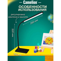 Настольный светильник, чёрный, LED, 6Вт, 230В, сенсорное включение, 4 уровня яркости, 4000К Camelion KD-792 C02 12489