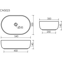 Накладной умывальник чаша Ceramicanova Element овальная, 540х350х145 мм CN5023