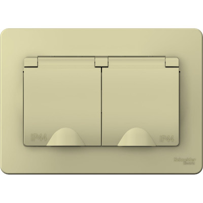 2-местная розетка Systeme Electric скрытой проводки Blanca 16А IP44 250В с заземлением бежевая BLNRS441127