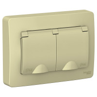 2-местная розетка Systeme Electric скрытой проводки Blanca 16А IP44 250В с заземлением бежевая BLNRS441127