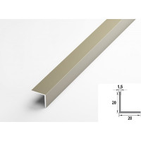 Профиль угловой алюминиевый (5 шт, 20х20х1,5 мм, 2,7 м, анодированный, Шампань) ЛУКА УТ000029207