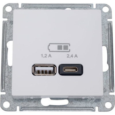 Розетка USB A+С Systeme Electric AtlasDesign Белый 5В/2,4 А, 2х5В/1,2 А ATN000139