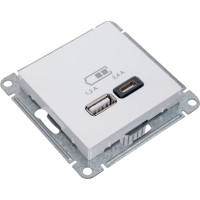Розетка USB A+С Systeme Electric AtlasDesign Белый 5В/2,4 А, 2х5В/1,2 А ATN000139
