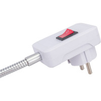 Гибкий переходник вилка-патрон Smartbuy Е27 300мм с выключателем, белый SBL-NL-002