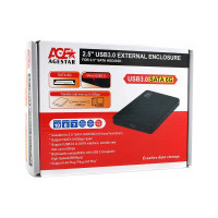 Внешний корпус AgeStar USB 3.0 2.5" SATAIII HDD/SSD, пластик, чёрный. UASP, 3UB2P2 (BLACK)