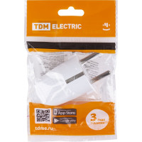 Прямая вилка TDM ELECTRIC с заземлением, белая, c перфорацией, 10А, 250В SQ1806-0197