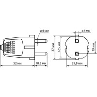 Прямая вилка TDM ELECTRIC с заземлением, белая, c перфорацией, 10А, 250В SQ1806-0197