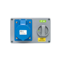 Розетка с блокировкой и выключателем EKF 1423 2Р+РЕ 32А 220В IP44 ps-1423-32-220