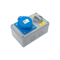 Розетка с блокировкой и выключателем EKF 1423 2Р+РЕ 32А 220В IP44 ps-1423-32-220