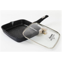 Квадратная сковорода-гриль Мечта АП Гранит star 26х26 см, с ручкой и стеклянной крышкой с066803