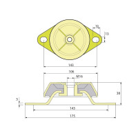 Виброопора PDH106/38/143 M16 NR60 ТСС 020842