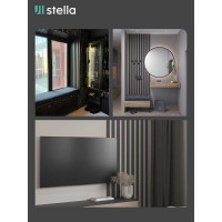 Интерьерная рейка STELLA Бриона МДФ, 16x40x2700 мм, Black Edition, упаковка 8 шт. ЦБ-00007388