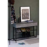 Тумба НАЙДИ с полками под обувь, черный муар, ЛДСП метрополитан грей LTO-5502