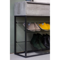 Тумба НАЙДИ с полками под обувь, черный муар, ЛДСП метрополитан грей LTO-5502