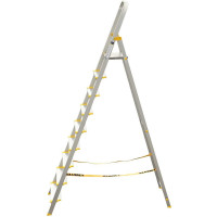 Алюминиевая профессиональная с анодированным покрытием стремянка Алюмет с широкими ступенями 9 ступеней . Серия АS709