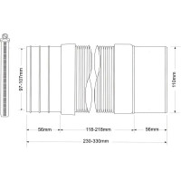 Гофра для унитаза McAlpine вход 97-107 с метал. хомутом, выход гладкий 110 мм MRWC-F23PJ