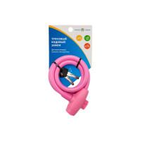 Тросовый замок для велосипедов и колясок с ключом Четыре сезона 100 см, розовый 79-0304