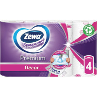 Бумажные впитывающие полотенца ZEWA Premium Decor 2-х слойные, 4 рулона, 4x14 м 144124 113849