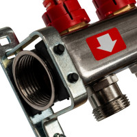 Коллектор из нержавеющей стали с расходомерами, с клапаном вып. воздуха и сливом 5 вых. STOUT SMS-0927-000005