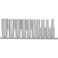Набор удлиненных торцевых головок 1/4", 6-ти гр CrV, 4-13 мм, 10 шт. STELS 13605