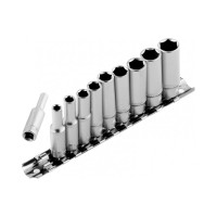 Набор удлиненных торцевых головок 1/4", 6-ти гр CrV, 4-13 мм, 10 шт. STELS 13605