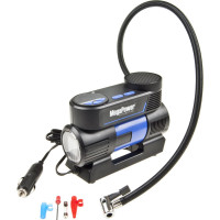 Поршневой компрессор MEGAPOWER 150PSI 20 л/мин, цифровой манометр, автоматический фиксатор давления, 12A, 12V, с LED-фонарём M-53017
