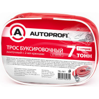 Буксировочный трос AUTOPROFI лента, 7т, с 2-мя крюками, сумка, длина - 5 м, ширина - 50 мм TRL-70 1