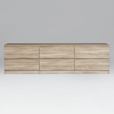 Тумба для ТВ Гуд ЛАКК КАСТОР 6 ящиков, 194x39x54 см, бежевая, дуб сонома 2.03.03.110.3