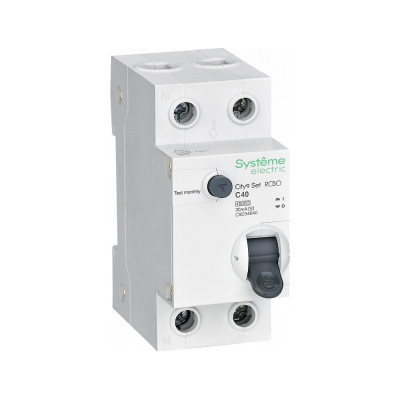 Автоматический выключатель дифференциального тока Systeme Electric АВДТ City9 set 1p+n с, 40 А. 4.5 kА, 30 мА, тип-aс, 230 В C9D34640